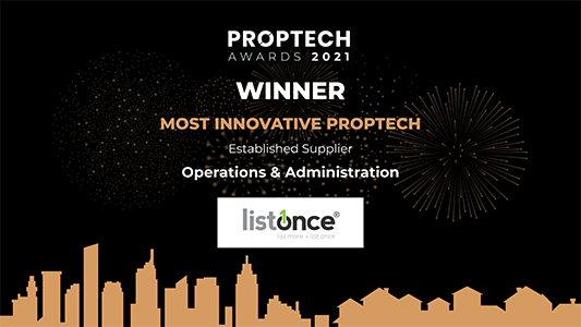 ListOnce Proptech Award Winner